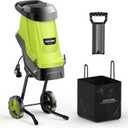 Wood Chipper, 15-Amp with 1.8" Feed Hopper 45L Collection Bag Electric Wood Chipper & Shredder Compact & Efficient Mulcher for Easy Cleanup Ideal for Yard Waste, Branches, and Leaves Green