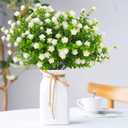 Artificial Flowers Outdoor,UV Resistant Fake Flowers 20 Bundles Faux Outdoor Plants Plastic Flowers Greenery Bushes for Indoor Outside Home Porch Decoration (White)