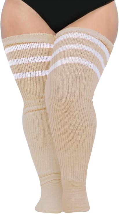 Plus Size Thigh High Socks for Thick Thighs Women- Extra Long Widened Extra Long Thick Knit