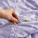 MUXHOMO Duvet Cover King Size, Reversible Floral Lavender Duvet Cover Set with Zipper Closure, 3 Pieces Botanical Patterns Soft Microfiber Bedding Set (90"x104", 2 Pillow Cases 20"36") (01 - Lavender Leaves (No Comforter))