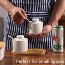 ONTUBE Ceramic Sugar Bowl with Lid and Spoon Set of 2,Porcelain Seasoning Box Salt Bowl with Tray,8oz (White)