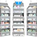 Yecaye 3 Pack Over the Door Organizer, 35.2lbs Load Toy Stuffed Animal Storage, Swing-proof Hanging Bathroom Organizers and Storage for Nursery Newborn Baby Essential Stuff Dorm Room Essentials Grey
