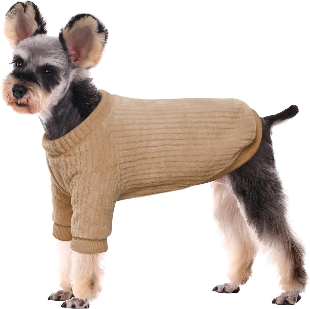 Kuoser Dog Sweater, Clothes for Medium Dogs Girls Boys, Soft Thickening Warm Shirt Winter Puppy Sweater for Schnauzer, French Bulldog (Brown L) (Large (Chest: 24.4 inches))