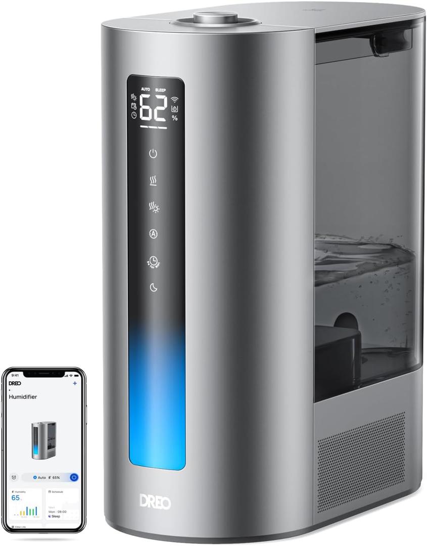 Dreo Smart Humidifier for Bedroom, 6L Top Fill Warm & Cool Mist Humidifiers for Large Home, 60Hr Quiet Runtime for Baby, Plant, Humidity Sensor, Indicator Light, 12H Timer, Google/Alexa, HM713S