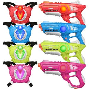 ZIFFY Laser Tag Guns Set of 4 with Vests, Multi-Functional Laser Tag Indoor&Outdoor Family Games, Birthday Gift, Group Activity, Ages 8+(Multi-Color)