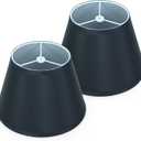 Black Small Lamp Shades Set of 2, 5.9x9.8x6.7 inch Empire Lampshades for Table Lamps, No Assembly Required, Spider Fitter Design, Replacement Fabric Lampshade for Bedroom, Living Room, Entryway Decor