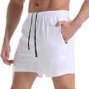 VPOS Gym Shorts for Men 5 Inch - Lightweight Mens Athletic Shorts Quick Dry Workout Running Shorts with Zipper Pockets (White, Medium)