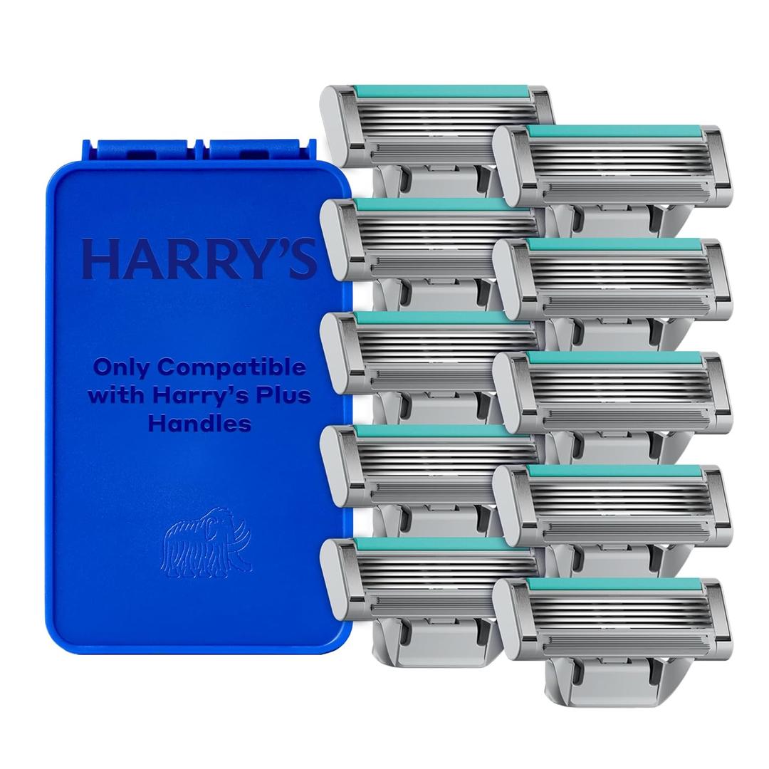 Harry's Plus Razor Refills - 10 Razor Blade Cartridges, Compact Cartridge Design for Precise Control, Shaving Kit for Men Only Compatible with Harry's Plus Handles