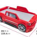 Step2 Turbocharged Twin Size Truck Car Bed, Car Bed for Boys & Girls, Working Headlights & Built-In Storage, Made of Durable Plastic, For Toddlers 3+ Years Old, Vibrant Red