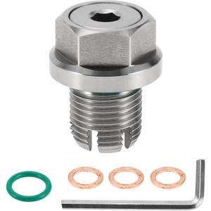 for Car Motorcycle Boat Oil Drain Plug Anti Leakage Engine Oil Pan Drain Bolt Screw Thread Repair Silver Tone with 3 Gasket Copper M14.1-1.25mm