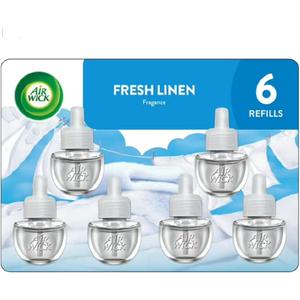 Air Wick Plug-In Scented Oil Air Freshener Warmer Refills, Fresh Linen, 6 Count (1 Pack)