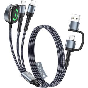 Upgraded Travel Essentials for 3 in 2 Multi Charging Cable for iPhone 17 Charger USB C Cord, Car RV Camping Essentials Compatible with iPhone 17/16/15-12