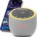 White Noise Sound Machine for Sleeping, 388 Soothing Sounds, Smart APP Control, Custom Buttons, Non Looping Natural Sounds, Bedside Dimmable Clock, Night Light, Santebee for Adults Baby Kids Lullaby (Grey)