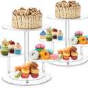 Dyna-Living 2PCS Acrylic Dessert Stands 4 Tier Cupcake Stands Dessert Display Holders with LED String Light, Round Dessert Cake Stands for 50 Cupcakes, Cupcake Holder Dessert Pastry Display for Party