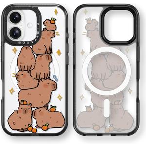 Bouvardia for iPhone 16 Case, Compatible with Magsafe, Cute Girly Design for Women, Shockproof & Aesthetic, Capybaras