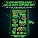 176PCS Glow in the Dark Patriotic Temporary Tattoos – Luminous Red White Blue USA Style Stickers for Party, Festival, and Holiday Decorations