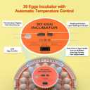 30 Egg Incubators for Hatching Chicken/Quail/Pigeon/Birds Eggs, Incubator with Automatic Egg Turning/Temperature Control/Humidity Display/Egg Candler/360View/Fully Automatic, for Beginner/Farm/Home