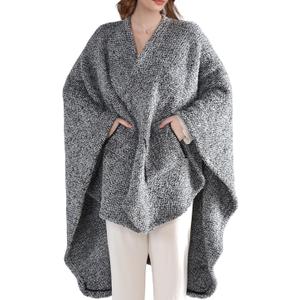 JOOJA Wearable Blanket Super Soft Feather Yarn Blanket Shawl with Pockets Fuzzy Throw Blanket TV Blanket for Adults Teens