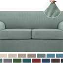 Turquoize 3 Piece Sofa Covers for 2 Cushion Couch Sofa Slipcover Soft Couch Cover for Dogs-Washable Sofa Furniture Covers with 2 Individual Cushion Covers (2 Cushion Sofa, Dark Cyan)