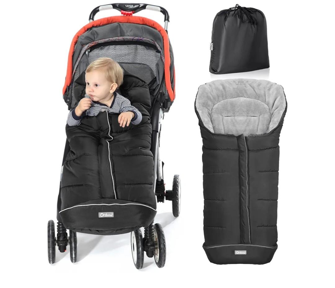 Orzbow Warm Bunting Bag Universal, Stroller Sleeping Bag Cold Weather, Waterproof Toddler Footmuff (Black, Large)