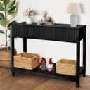 Fluted Console Table, Long Console Tables for Entryway 48" Vanity Desk, Black Boho Entry Table Narrow Modern Hallway Table Modern Sofa Table for Living Room