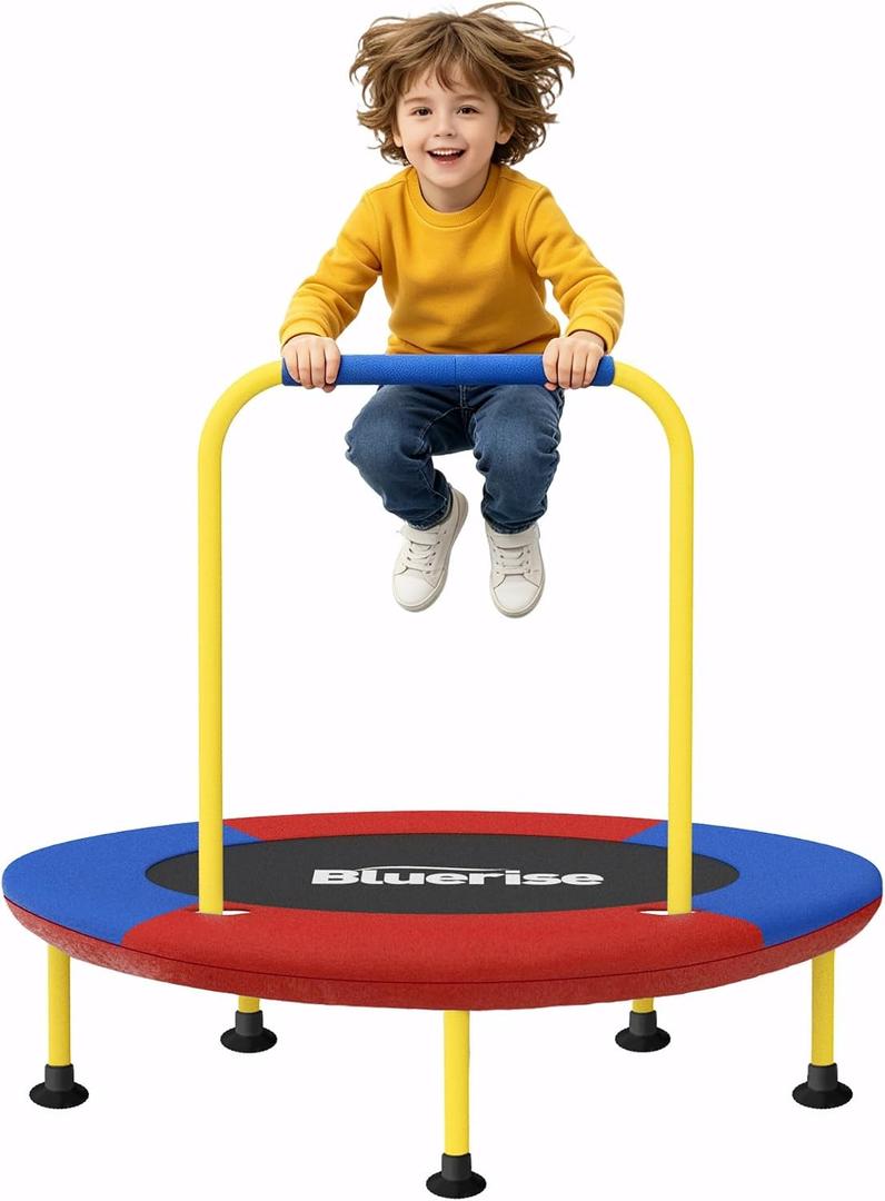 BLUERISE 36'' Toddler Trampoline Safe Foam Handle Indoor&Outdoor Ages 2-6