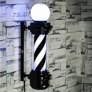 Barber Pole Black White LED Light,Traditional Barber Pole Outside Barber Shop Rotating Light Sign Light Box Rainproof Hairdressing Salon Save Energy Wall Lamp (68x26CM)