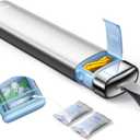 Vaydeer Metal 7 Day Pill Organizer with Built-in Desiccant Compartment, Airtight Weekly Travel Pill Box with Carry Handle, Slim Slide-Out Pill Case for Medication, Vitamins & Supplements (Silver)