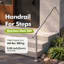Hand Rails for Steps, 1-2 Step Stainless Steel 304 Single Post Stair Handrail Wall Mount, Indoor Outdoor Stair Railing Kit, Porch Safety Grab Rail Bar for Seniors