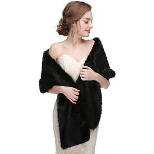CanB Women's 1920 Faux Fur Stole Bridal Winter Fur Wraps and Shawls Wedding Faux Mink Shrug for Bridesmaids