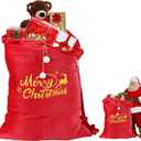 MADHOLLY 55.1" x 35.4" Extra Large Christmas Velvet Santa Gift Sack - Santa Bags with Drawstring Shoulder Strap for Xmas Present Toys Doll Holiday Party Supplies