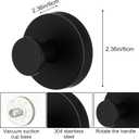 Kifmurase Suction Cup Hooks for Glass Window, No Drill Stainless Steel Suction Cup Hooks for Glass Mirror Tile, Removable Towel Hooks for Bathroom Hanging Towels, Robes, Loofahs (4 Pack, Black)