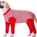 Yeapeeto Dog Onesie Surgery Recovery Suit for Large Medium Bodysuit Dogs Pajamas PJS Full Body for Shedding, Prevent Licking, Wound Protection, Cone Alternative (2XL, Red)