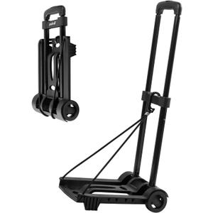 pack all Folding Luggage Cart, Heavy Duty Hand Truck with Wheels, Compact Trolley Cart for Home and Travel (Black)