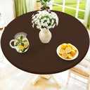Moosfor Round Spandex Tablecloth, Elastic Fitted Waterproof Tablecloths for 25"-30" Tables, Stretch Washable Picnic Table Cover for Camping, Dining, Indoor and Outdoor, Coffee
