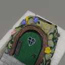 Solar Fairy Door Statue for Garden - Magic Fairy House Waterproof Resin Outdoor Fairy Garden Decor Accessories (7.5in*4.7in*5.9in, Miniature Fairy Figurines for Tree & Wall Decor)