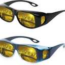 FIMILU 2PCS Night Driving Glasses Night Vision Glasses Fit Over Wrap Around Polarized Anti Glare Glasses for Men Women