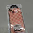 TKJSQ Magnetic for iPhone 14 Plus Case, Cute Checkerboard Checkered Pattern Aesthetic Gloss Phone Case with Full Lens Protection, Stylish Slim Soft TPU Protective Cover for iPhone 14 Plus, Pink