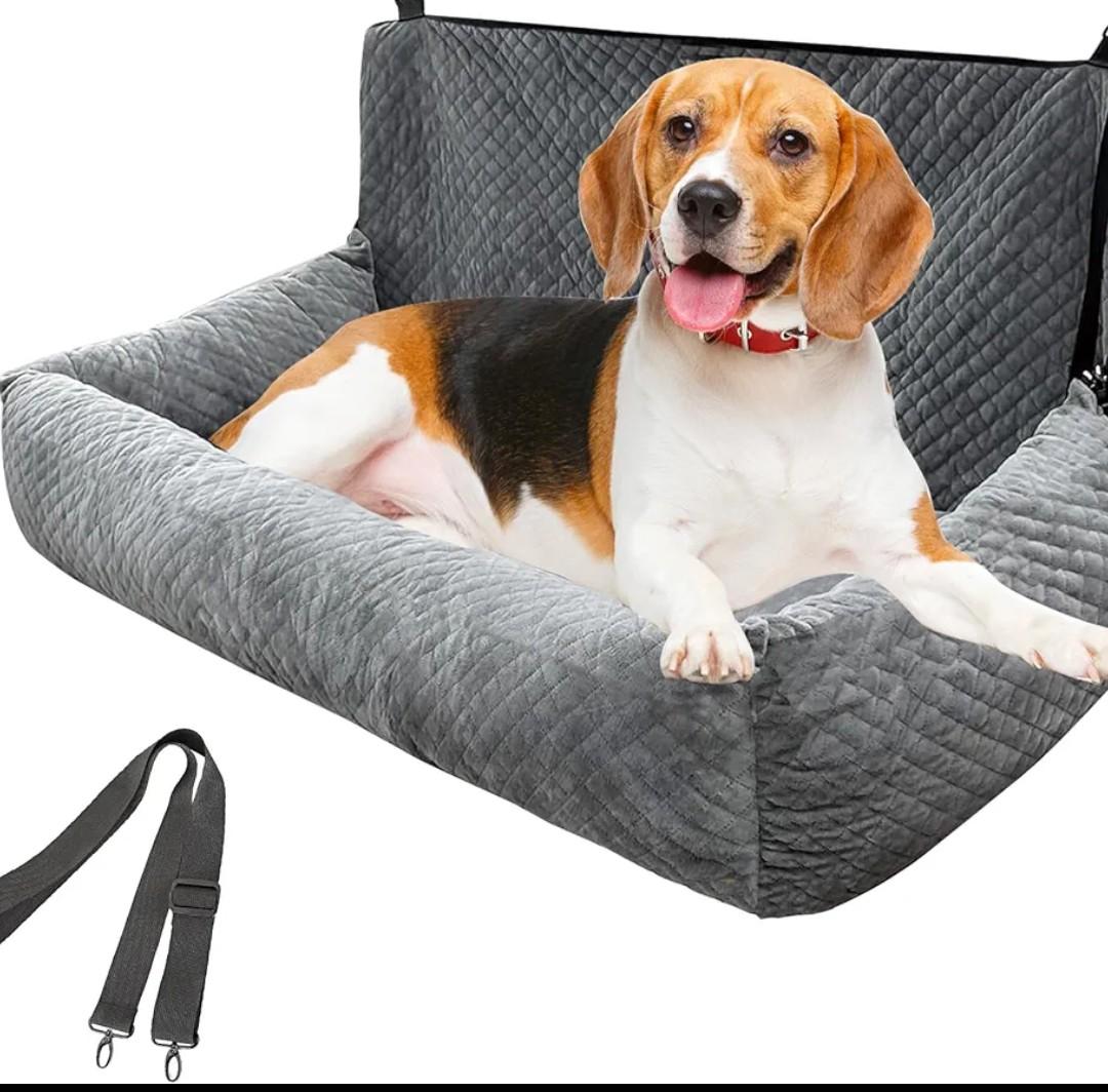 Auto Care Dog Car Seat, Fully Removable and Washable Cover, Easy to Assemble, Memory Foam Filled Comfort Pad, Durable Anti Slip Bottom (Gray)