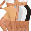 4 Pack Cotton Boy Shorts Underwear for Women Anti Chafing Shorts for Under Dresses Soft Boxers Panties (4pack-black+white+nude+grey)