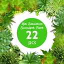 QUOZUO 22pcs Artificial Succulents Realistic Mini Succulent Plants, Green Succulents Small Plants for DIY Crafting Garden Home Arrangement Office Decorations (Unpotted)