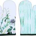 AMOUR INFINI Oven Mitts Set of 1 Quilted Liner with Hanging Loop Non Slip, Heat Resistant, Washable Reusable Oven Mitt (Floral Shrubs 7x13 Inches)