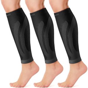 CAMBIVO 3 Pairs Calf Compression Sleeve for Women Men, Leg Support for Shin Splints (Large-X-Large, Black)
