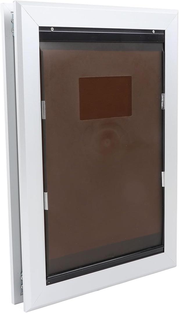 Lockable Dog Door, Flexible Pet Flap Door with Baffle, Aluminum Dog Door for Interior Exterior Doors, Pet Door with Slide in Panel for Control (516x363.5x65mm)