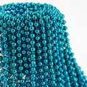 16pcs Teal Plastic Round Beaded Necklaces, 33inch Mardi Gras Party Decoration Supplies
