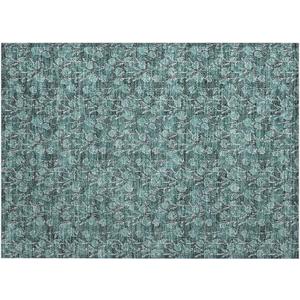 Addison Rugs Chantille ACN692 Teal 1'8" x 2'6" Indoor Outdoor Area Rug, Easy Clean, Machine Washable, Non Shedding, Bedroom, Entry, Living Room, Dining Room, Kitchen, Patio Rug