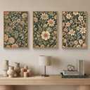 HPINUB Vintage Wildflower Flowers Framed Canvas Wall Art Set,Modern Botanical Floral Wall Decor,Retro Neutral Flower Artwork,Boho Mid Century Plant Art Prints for Living Room,Bedroom,Office-16 x24 x3