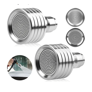 2 Pack 0.4mm/0.5mm Hole Pressure Washer Nozzles Stainless Steel Power Washer Tips Soft Rain Shower, 1/4” Male Quick Connect Sprinkler for Washing Car, Watering Garden, Silver