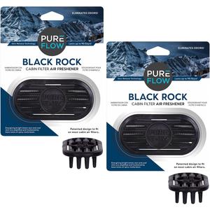 Pureflow Cabin Filter Air Freshener with Odor Eliminator - Fits on Most Car, Truck, and SUV Cabin Air Filters - Black Rock (Pack of 2)