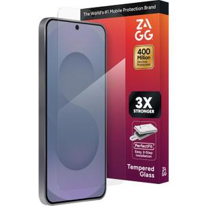 ZAGG Glass+ Samsung Galaxy S25 FE Screen Protector Extreme Impact & Shatter Protection, Scratch-Resistant, Smudge-Resistant, Fingerprint Scanner Compatible, InvisibleShield, Easy Installation